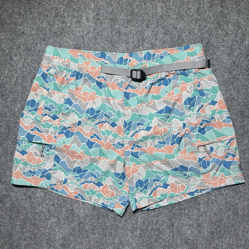 The North Face Belted Shorts Mens L Multicolor Hiking Outdoor Light 5 " Inseam
